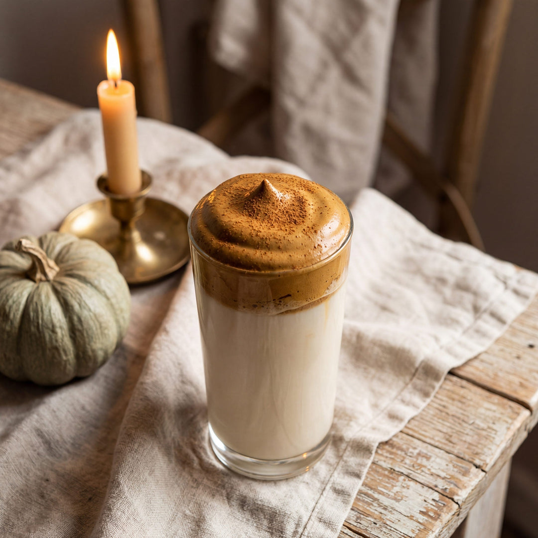 pumpkin spice whipped coffee on top of milk