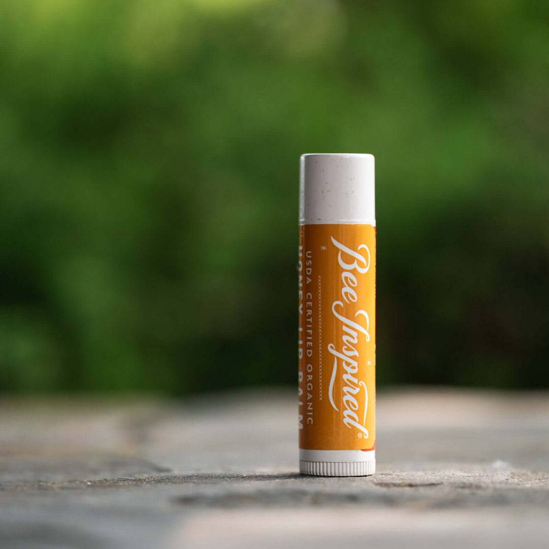 Honey lip balm on a rock 