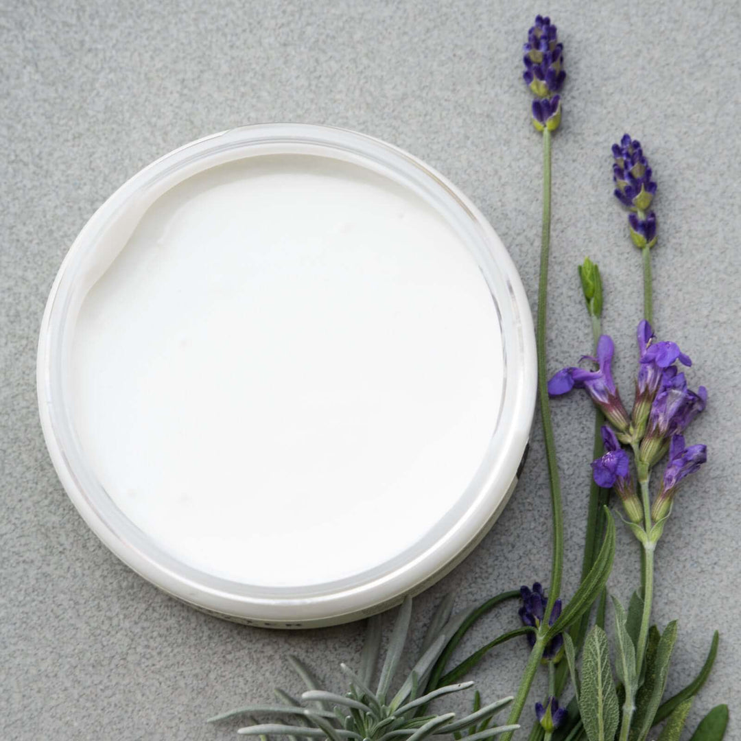 peace of mind body butter open with lavender