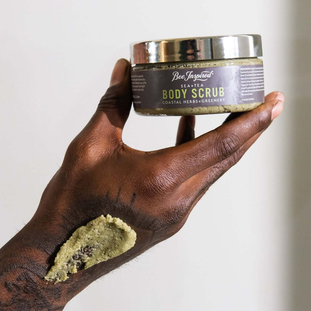 holding Sea+Tea body scrub 
