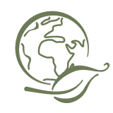 Logo of a globe with a leaf, symbolizing environmental or global health, on a white background.