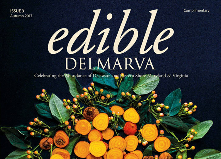 Image of Edible Delmarva magazine cover with natural display 